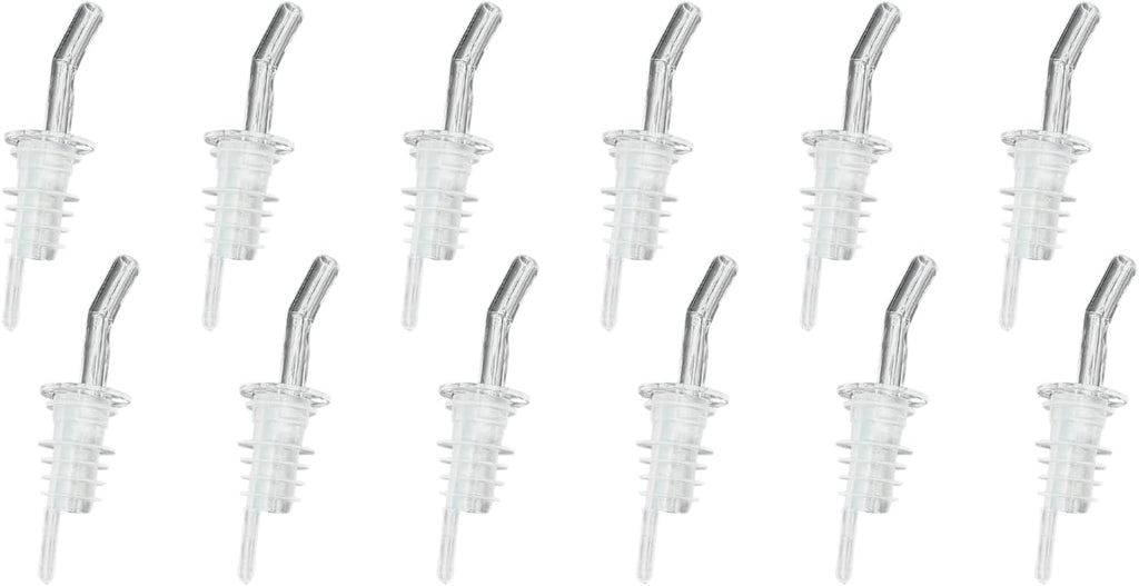 Whiskey Pourers Without Collar | Pack of 12 Liquor Bottle Pour Spouts | Alcohol Pourers for Bartending, Bars, and Home Use