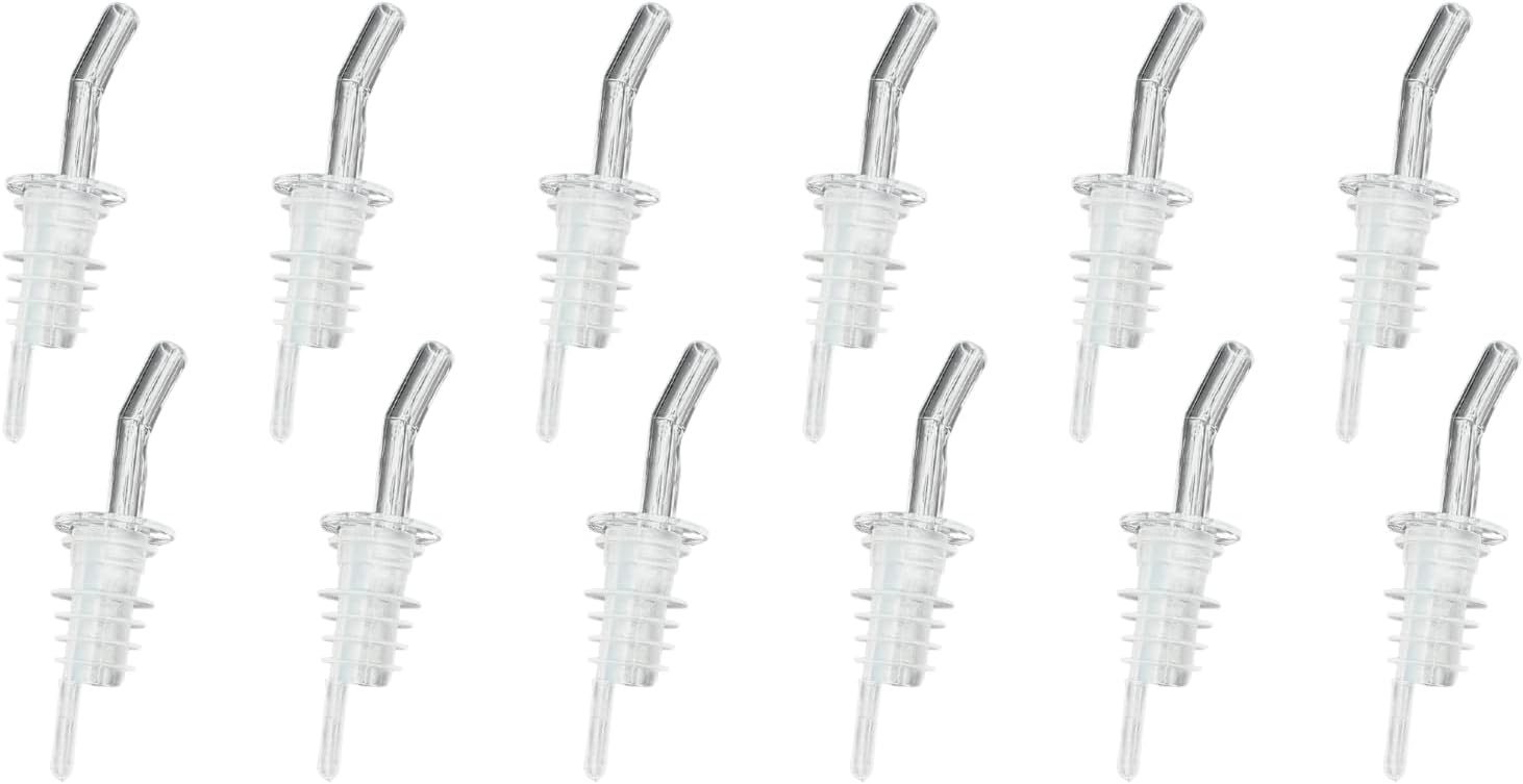 Whiskey Pourers Without Collar | Pack of 12 Liquor Bottle Pour Spouts | Alcohol Pourers for Bartending, Bars, and Home Use