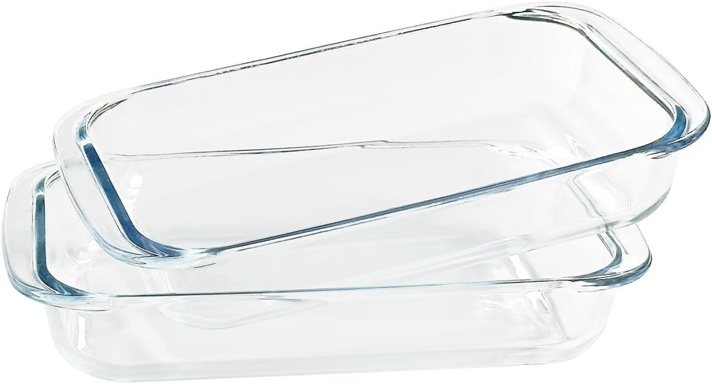 Regine Switzerland 1-Quart Tempered Glass Baking Dishes - Personal Sized Oblong Cookware (2 Pack)