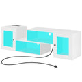 VECELO Deformable LED TV Stand with Power Outlets for 55/60/65/70 Inch Televisions, Gaming Entertainment Center with Cabinet for Living Room Bedroom, 4 AC Outlets & 2 USB-A Ports
