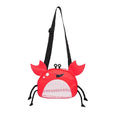 Linsiter Mesh Beach Toy Bag, Crab-Shaped Shell Collecting Bag with Adjustable Shoulder Strap, Cute Sand Toy Storage for Kids, Red