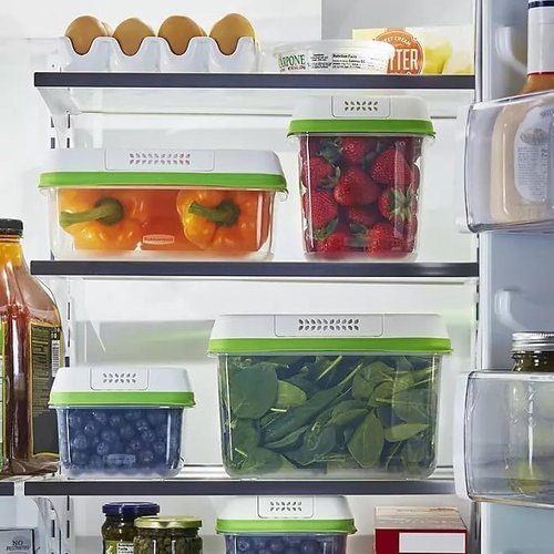 Rubbermaid FreshWorks Produce Saver, Large Storage Containers With Lids, Pack of 3, 6-Piece Set