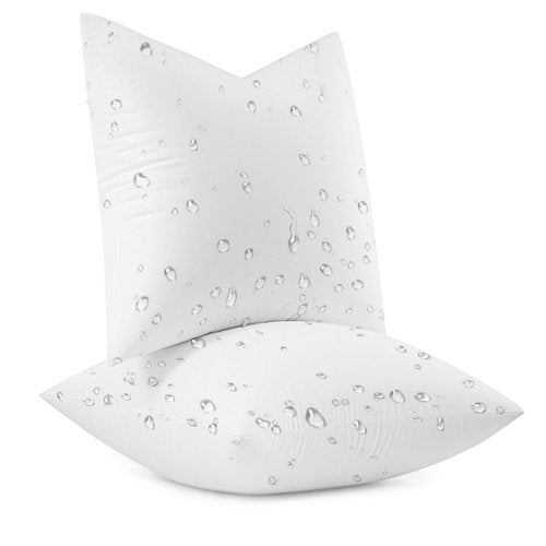 MIULEE Outdoor Pillow Inserts 18x18 Pack of 2 Waterproof Throw Pillow Inserts Decorative 100% Virgin Fibers Filling for Patio Sofa Couch