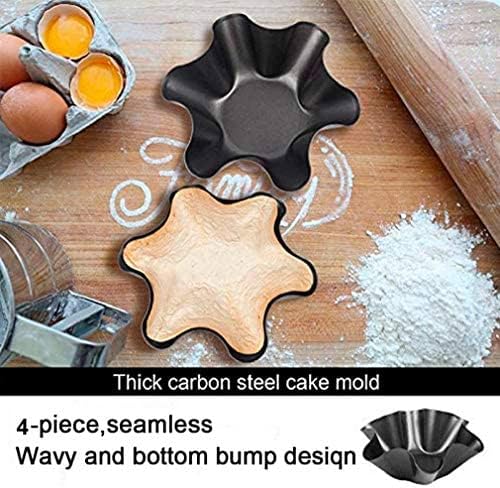 Skiennix 6-Pc Tortilla Pan Set | Non-Stick Fluted Taco Salad Bowl Makers, Carbon Steel