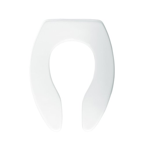 BEMIS 1655SSCT Commercial Open Front Plastic Toilet Seat, Heavy Duty Industrial No Slam Seat without Lid for Long Lasting Use, Made in USA, Elongated, White