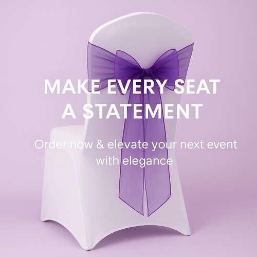Elegant Organza Chair Sashes - Sheer Fabric for Weddings & Events | Pack of 10, Black