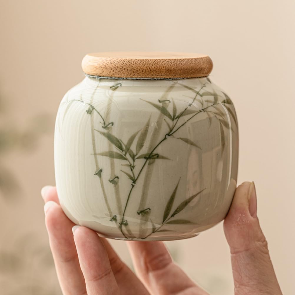 MAGICLULU 2Pcs Ceramic Tea Jars with Airtight Seals Decorative Loose Leaf Tea Containers for Kitchen Storage 3.22X3.14X1.88In Home Use Panda Design