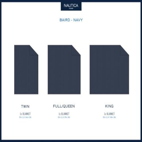 Nautica - King Blanket, Diamond Weave Cotton Bedding, Medium-Weight for All Seasons, Oeko-Tex Certified (Baird Navy)