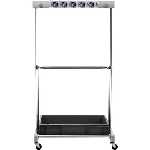 VEVOR Garden Tool Organizer, 10 Slots with Hooks, Yard Tool Tower Rack with Wheels for Garage Organization and Storage, Hold Long-Handled Tool/Rake/Broom, Metal Tool Stand Holder for Shed, Outdoor