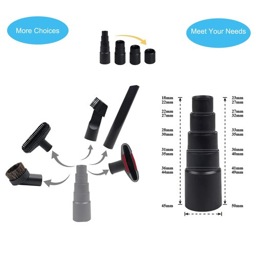 Vacuum Attachments for Shop Vac Accessories 1 1/4 inch Cleaning Accessories Kit with Universal Vacuum Hose Adapter Vacuum Extension Wand Horse Hair Brush Flexible Crevice Tool(8 PCS)