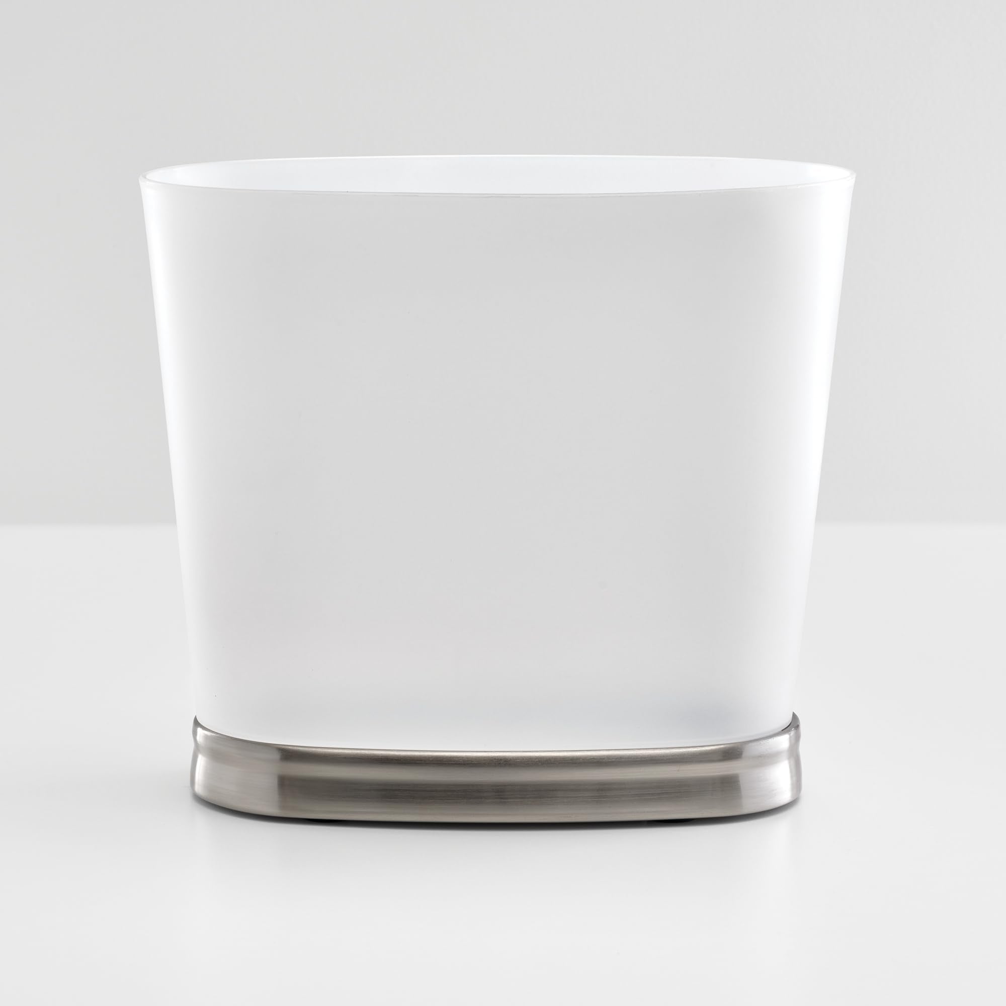 iDesign Slim Bathroom Trash Can, Small Plastic Garbage Can for Bedroom, Office, Desk, or Dorm, 2-Pack, Frost/Brushed