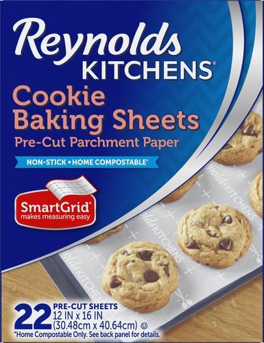 Reynolds Kitchens Baking Parchment Paper Sheets - Oven-Safe, Reusable, 12x16 in, 22 Count (Pack of 2)