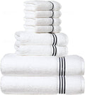 8-Piece Premium Towel Set, 2 Bath Towels, 2 Hand Towels, and 4 Wash Cloths, 100% Ring Spun Cotton Highly Absorbent Towels for Bathroom, Gym, Hotel, and Spa