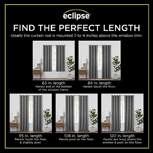 Eclipse Blackout Curtain, Tiered Ruffle Kids Curtain, 84 in x 40 in, Thermaback 100% Blackout Curtain with Rod Pocket Header, Curtain for Kids Room or Playroom, 1 Window Curtain, White