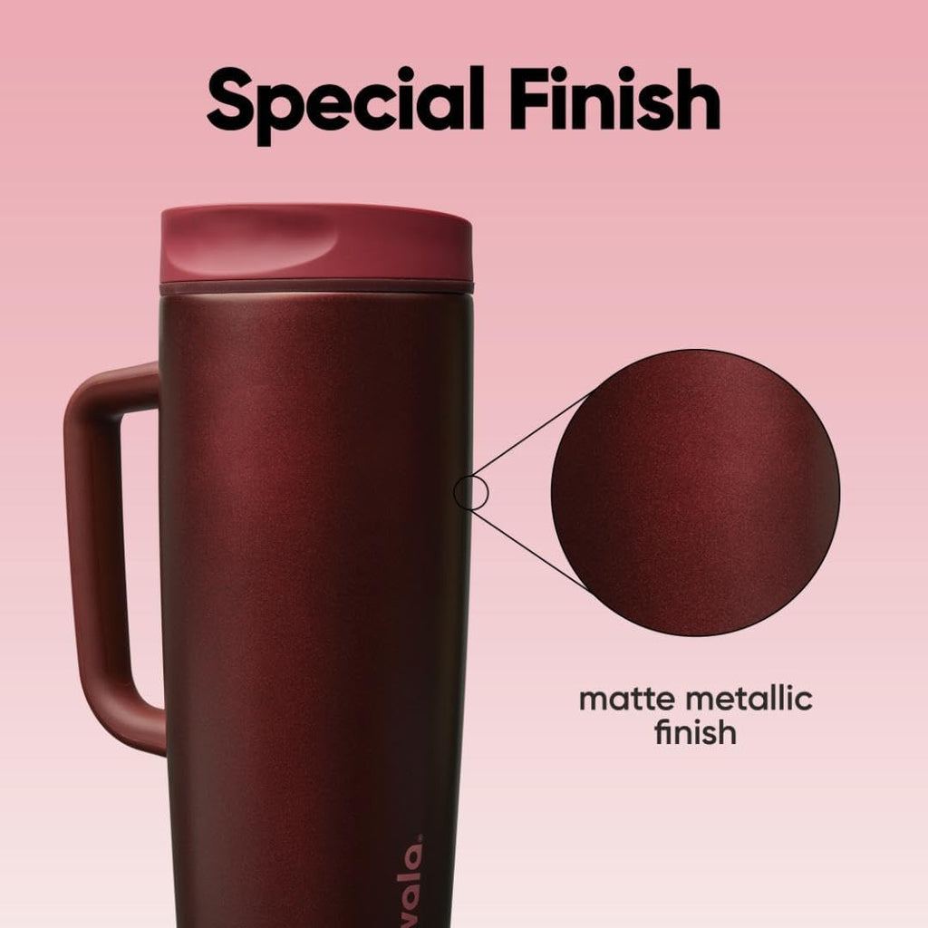 Owala SmoothSip Slider Travel Mug - 24 oz Insulated Stainless Steel, Leak Proof, Hot & Cold Drinks, Black Cherry