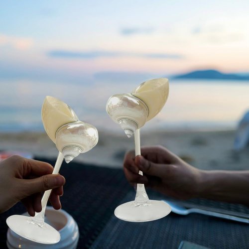 GKWW 2Pcs Seashell Wine Glasses Wedding Wine Glasses Conch Goblet Martini Cocktail Glass Cup for Birthday Wedding Beach Bridesmaids Anniversary Party(A)