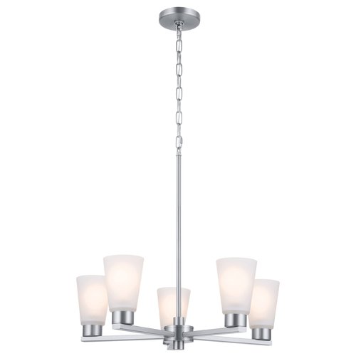 Kichler Stamos 5-Light Chandelier, Modern Ceiling Light Fixture for Living Room, Dining Room, Bedroom, or Foyer, In Brushed Nickel, (24" W x 15")