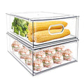 MineSign 2Pack Stackable Fridge Drawers Pull-Out Bins Divided Produce Saver Containers for Refrigerator Storage Organizers for Veggie Fruit Berry Pantry Cabinet Makeup Clothes