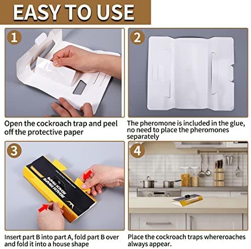 Skiennix Roach Traps - 20 Pack Indoor Cockroach Glue Traps | Safe for Kids & Pets