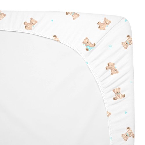 American Baby Company 100% Natural Cotton Fitted Mini Crib Sheet 38" x 24" - Soft & Breathable Small Nesting Portable Crib Sheet, Fits Pack N Play Mattresses, Bear, for Boys & Girls