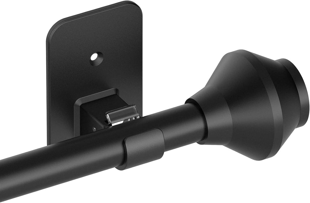 Skiennix No-Drill Curtain Rod - Adjustable 36-48 Inch Black Telescoping Design | Renter-Friendly Solution