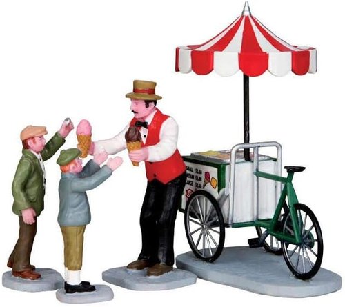 Lemax Gelato Cart Set - Colorful Ice Cream Stand for Parties | 4-Piece Collection