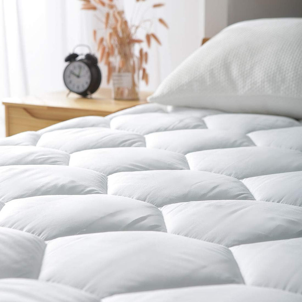 Queen Mattress Pad by [Brand Name] - Ultra Soft Quilted Fitted Topper for 8-21" Deep Pockets - White