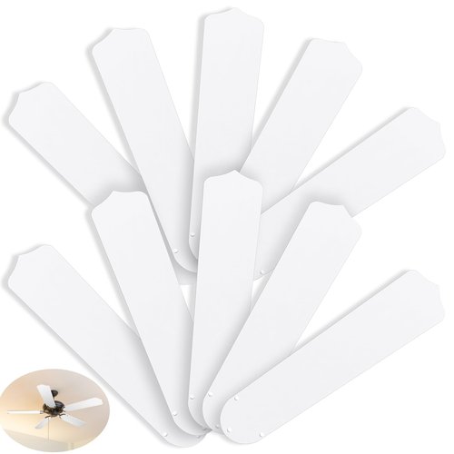 Lineshading 10Pcs Replacement Fan Blades for 42 52 Ceiling Fan Waterproof Weatherproof Fan Blades Replacement for Broken Substitution Replacing Indoor Outdoor Summer(White,42 Inch)