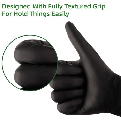 Keoely Black Nitrile Disposable Gloves Pack of 100, Latex Free Safety Working Gloves for Food Handle or Industrial Use,Large(Pack of 100)