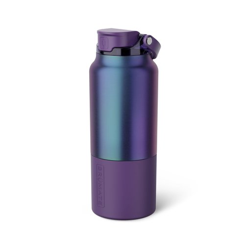 BrüMate Rise 35oz Water Bottle With 100% Leakproof Covered Silicone Straw | Insulated Stainless Steel Water Bottle With Removable Straw | Fast Flow | Soft Sip Silicone Spout | BPA-Free (Dark Aura)
