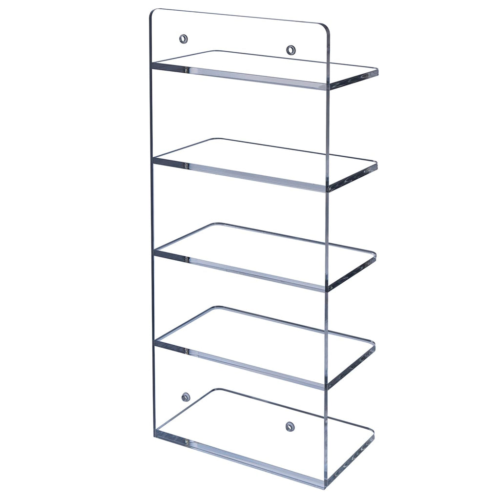 MyGift 5 Tier Clear Acrylic Sunglasses Holder Rack, Wall Mounted Eye Glasses Shelf or Tabletop Display Stand, Retail Eyewear Showcase Storage Organizer, Set of 2