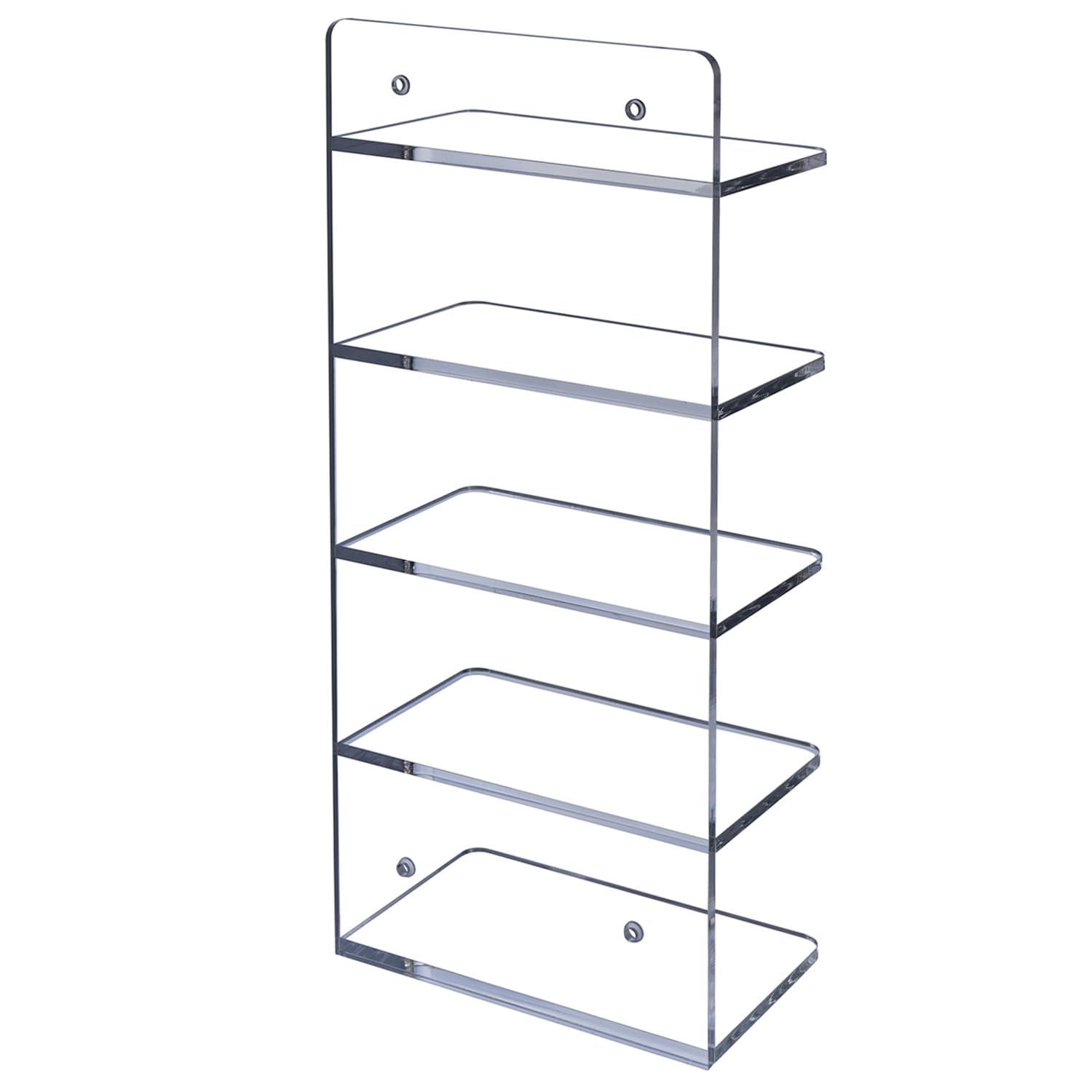 MyGift 5 Tier Clear Acrylic Sunglasses Holder Rack, Wall Mounted Eye Glasses Shelf or Tabletop Display Stand, Retail Eyewear Showcase Storage Organizer, Set of 2