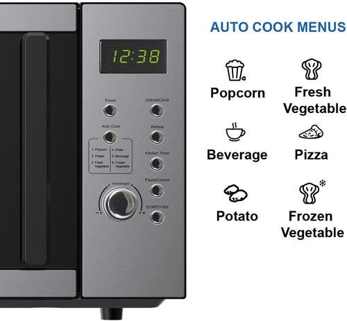 Emerson MW9005SS Microwave Oven - Compact 0.9 Cu. Ft. Design with LED Display & Child Safety Lock