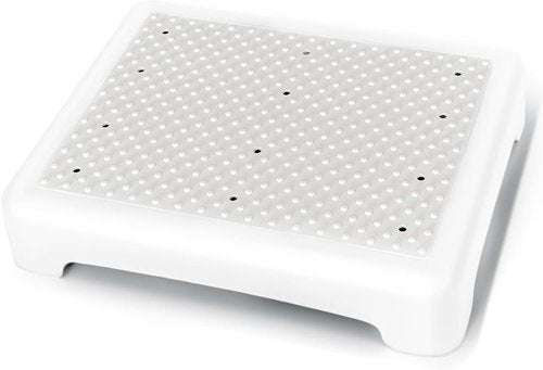 Bed Step for High Beds by Barefoot - Comfortable TPE Soft Pad Mobility Stool | 600lb Heavy Duty Anti-Flip Design for Seniors & Post-Surgery (White-Grey)