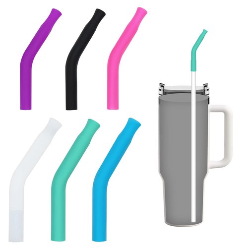 KEIFIN 6 Pcs Silicone Straw Tips 6mm 8mm Set Reusable Food Grade Rubber Straw Tips for Metal Glass Straws Replaceable Elbow Covers Fit for 6/8 mm Outer Diameter Straws