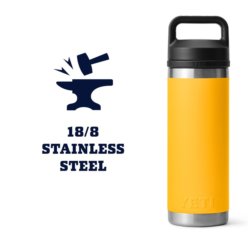 YETI Rambler 18 oz Bottle, Leakproof, Vacuum Insulated, Stainless Steel with Chug Cap, Alpine Yellow