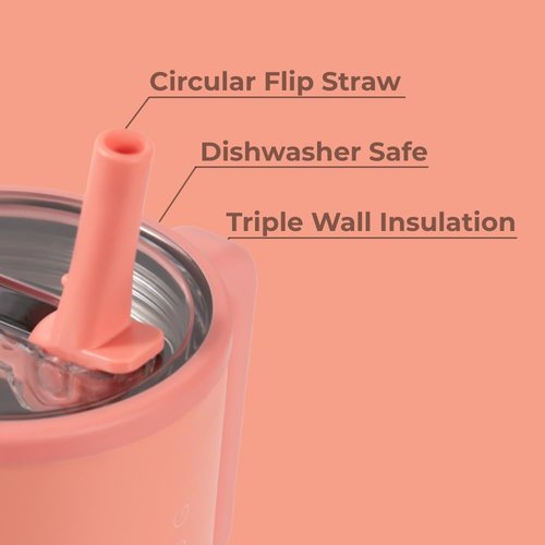 HydroJug Traveler - 40 oz Insulated Water Bottle with Handle & Flip Straw - Leak Resistant, Summer Peach