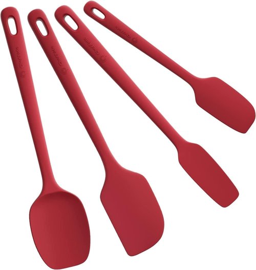 ChefAide Silicone Spatula Set - 4 Pieces, Ergonomic Grip, Heat Resistant for Nonstick Cookware