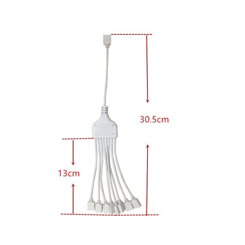 HUALAND RGB 4 Pins White RGB LED Splitter Cable LED Strip Connector 8 Way Splitter Y Splitter for One to Eight RGB 5050 3528 LED Light Strips with,RGB Extension Cable，1m RGB Wire