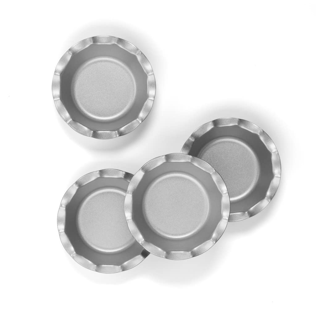 Cuisinart CMBM-4FLTBZ Mini Fluted Tartlet Pan Set, 5 Inch, Red/Silver