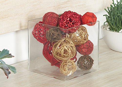 Deco 79 Dried Plant Handmade Orbs & Vase Filler with Varying Designs, Set of 2 6"W, 12"H, Multi Colored