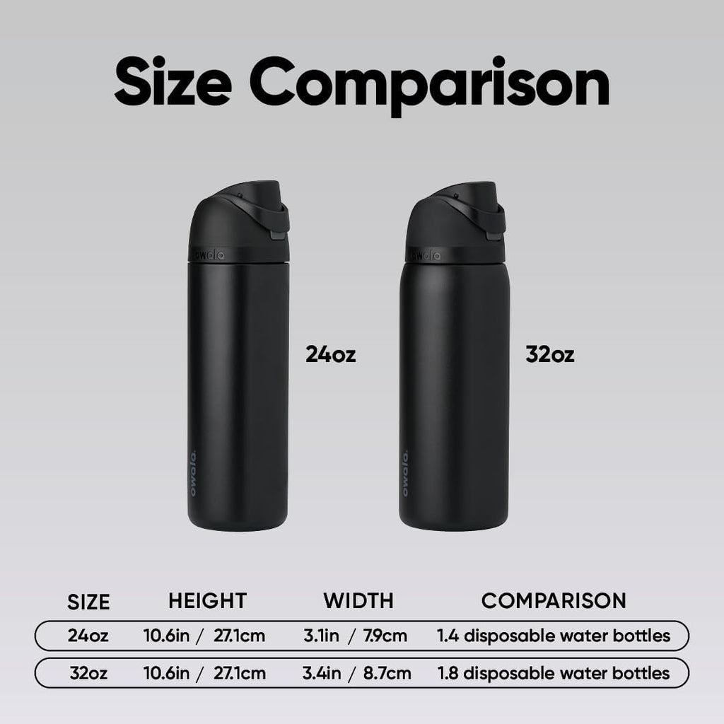 Owala FreeSip Insulated Stainless Steel Water Bottle - BPA-Free, 24 Oz, Perfect for Travel - Very Dark