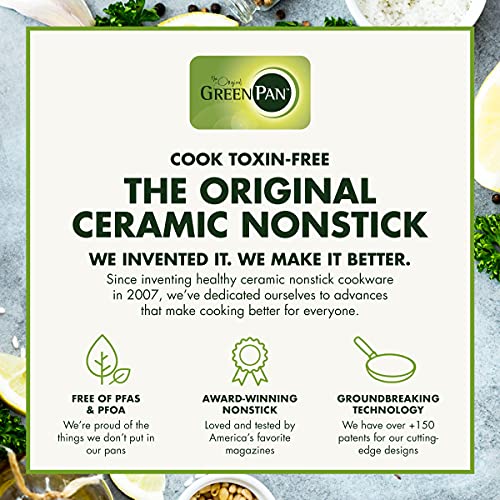 GreenPan Chatham Hard Anodized Healthy Ceramic Nonstick, 13" Frying Pan Skillet with Helper Handle, PFAS-Free, Dishwasher Safe, Oven Safe, Gray