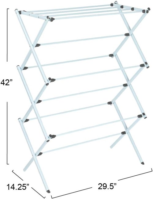 Household Essentials Folding Clothes Drying Rack - Strong Steel Frame with 11 Coated Dowels, White