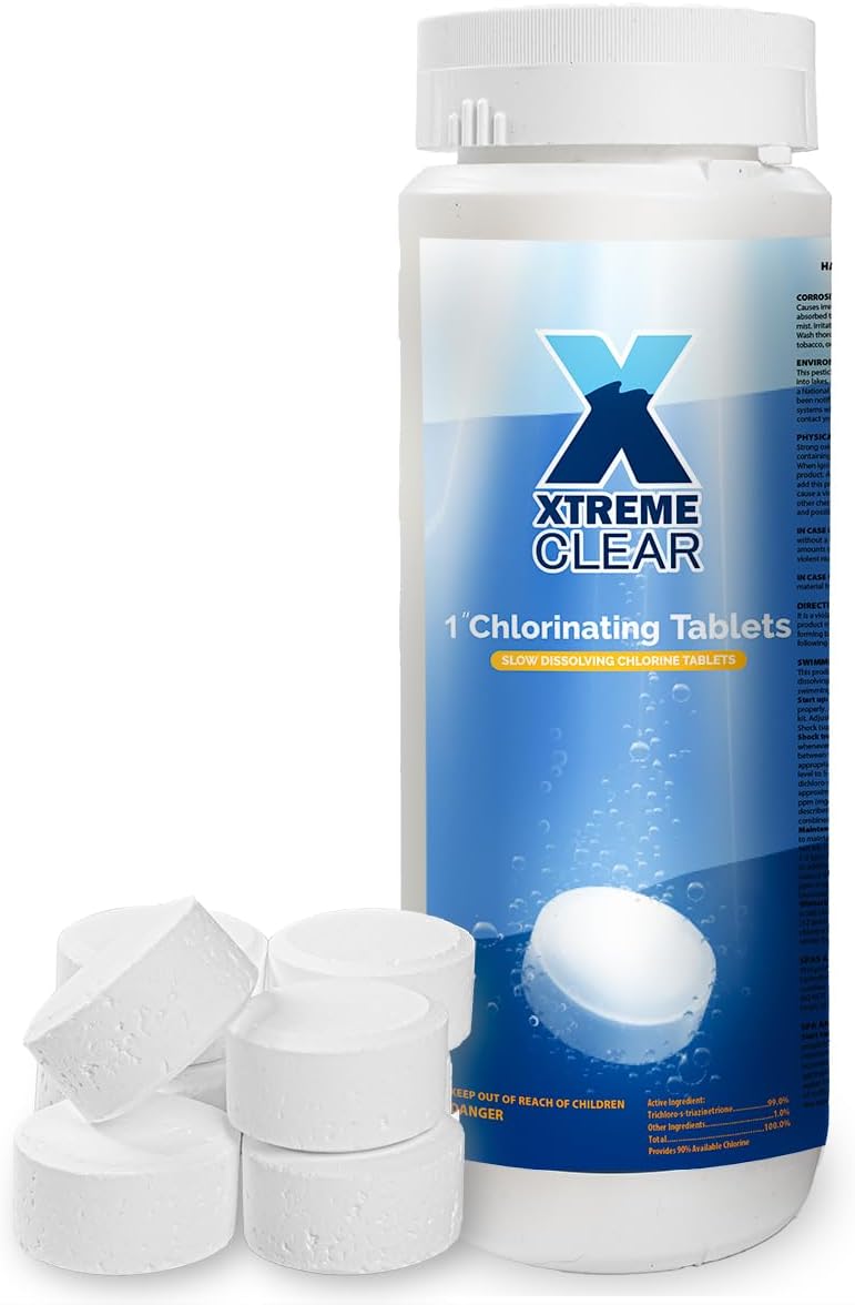 XtremeClear Chlorine Tablets - Long-Lasting 1" Stabilized Tablets for Pools & Spas - 1.5 Pounds