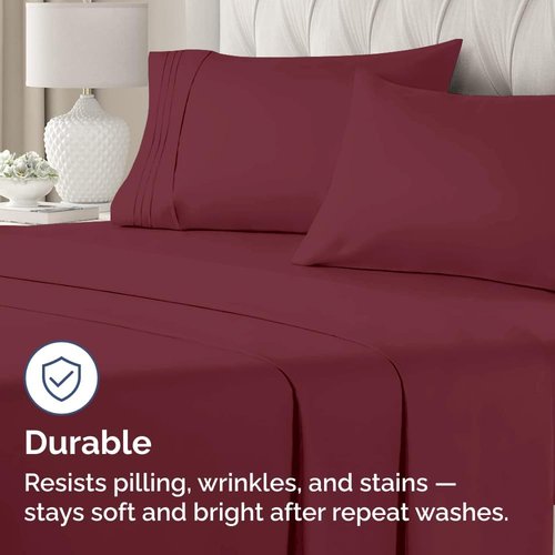 King Pillow Cases by [Brand Name] - Ultra Soft Hotel Quality Covers | Cozy, Wrinkle-Free & Fade Resistant - 4 Piece Set in Burgundy