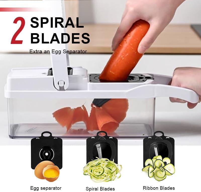 Vegetable Chopper 22-in-1 by [Brand Name] - 8 Blades, Onion Mincer & Egg Slicer | 1.3L Capacity Kitchen Gadget