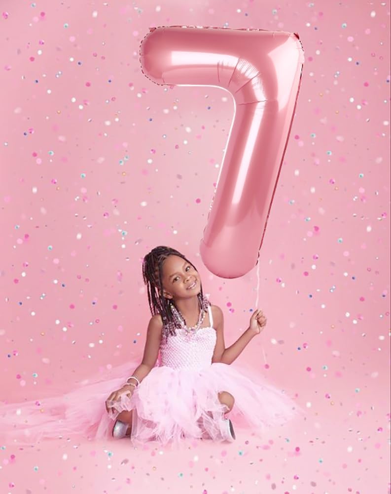 Pastel Pink Number 7 Balloon by [Brand Name] - 40 Inch Birthday Decoration for All Ages | Perfect for Engagements, Weddings & Graduations