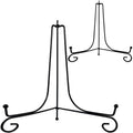 HENABLE 2PCS Premium Black Iron Plate Stands for Display 12 Inch, Decorative Solid Metal Plate Holders for Displaying, Mini Easel, Frame, Book, Card, Plaque, Bowl, Picture Stands for Display