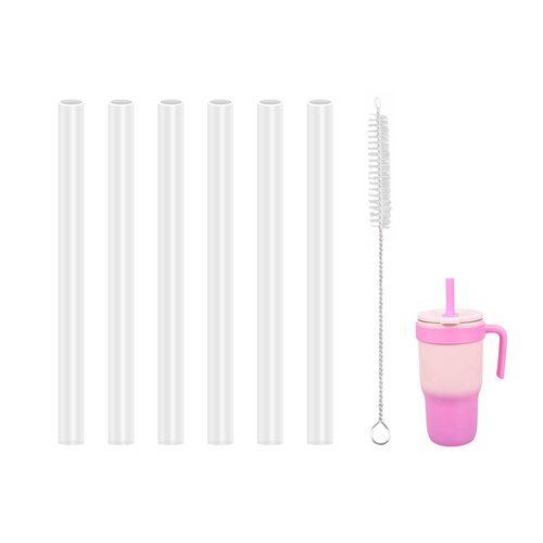 KLOWOAH Replacement Straws Compatible With Zak Designs 18oz Handle Tumbler, with 1 Brush (Pack of 6)